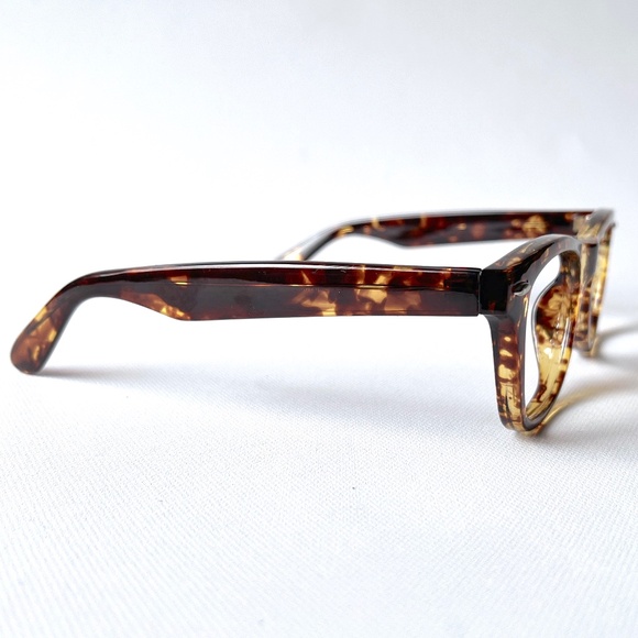 Vintage +3.25 WIDE FIT Reading Glasses Tortoise Handsome Rectangular Horn Rimmed - Picture 9 of 13